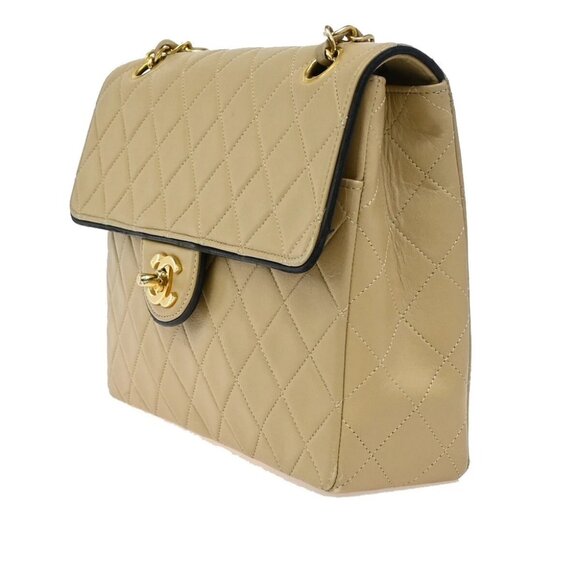 CHANEL CC Logo Matelasse Chain Shoulder Bag Leather Beige GHW Vintage - Picture 2 of 16